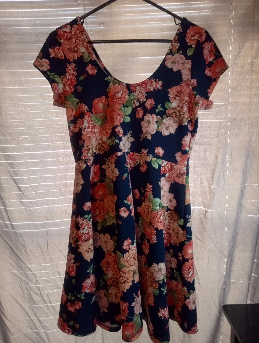 Iris Floral Navy Fit-and-Flare Dress - Pink Floral Print